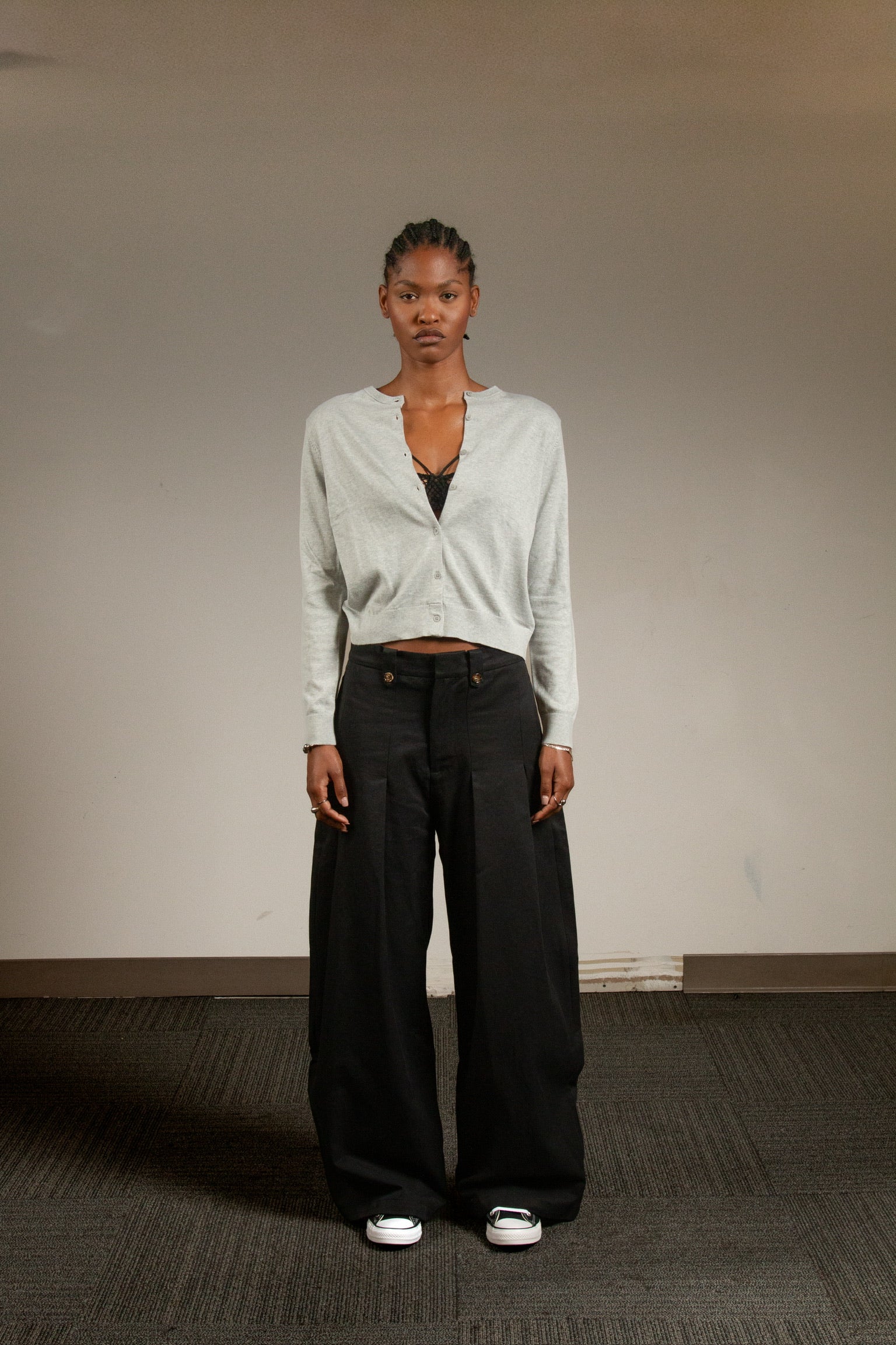 Ledger Pleated Pants, Black