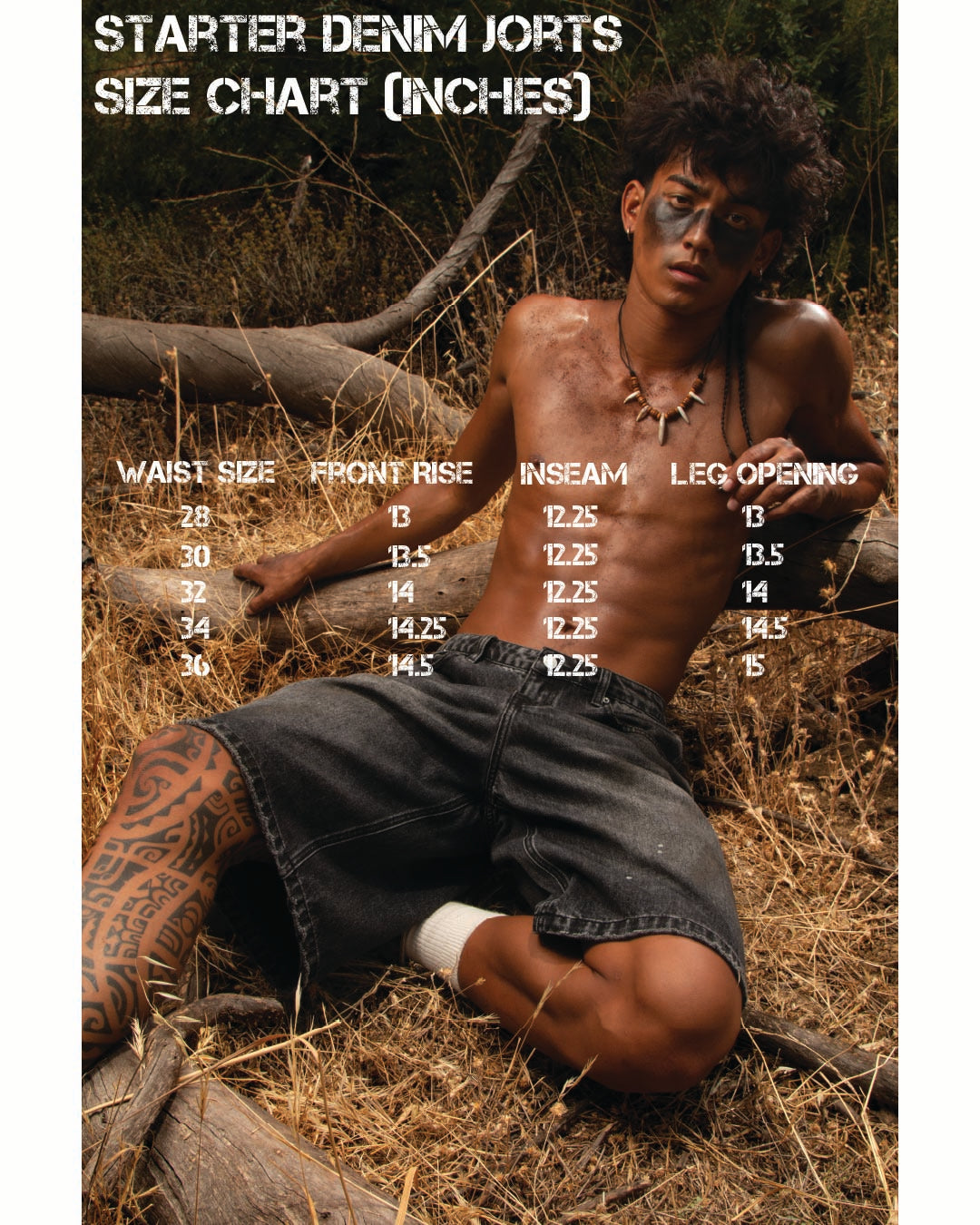 Starter Denim Jorts, Charcoal Wash