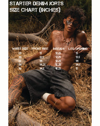 Starter Denim Jorts, Charcoal Wash